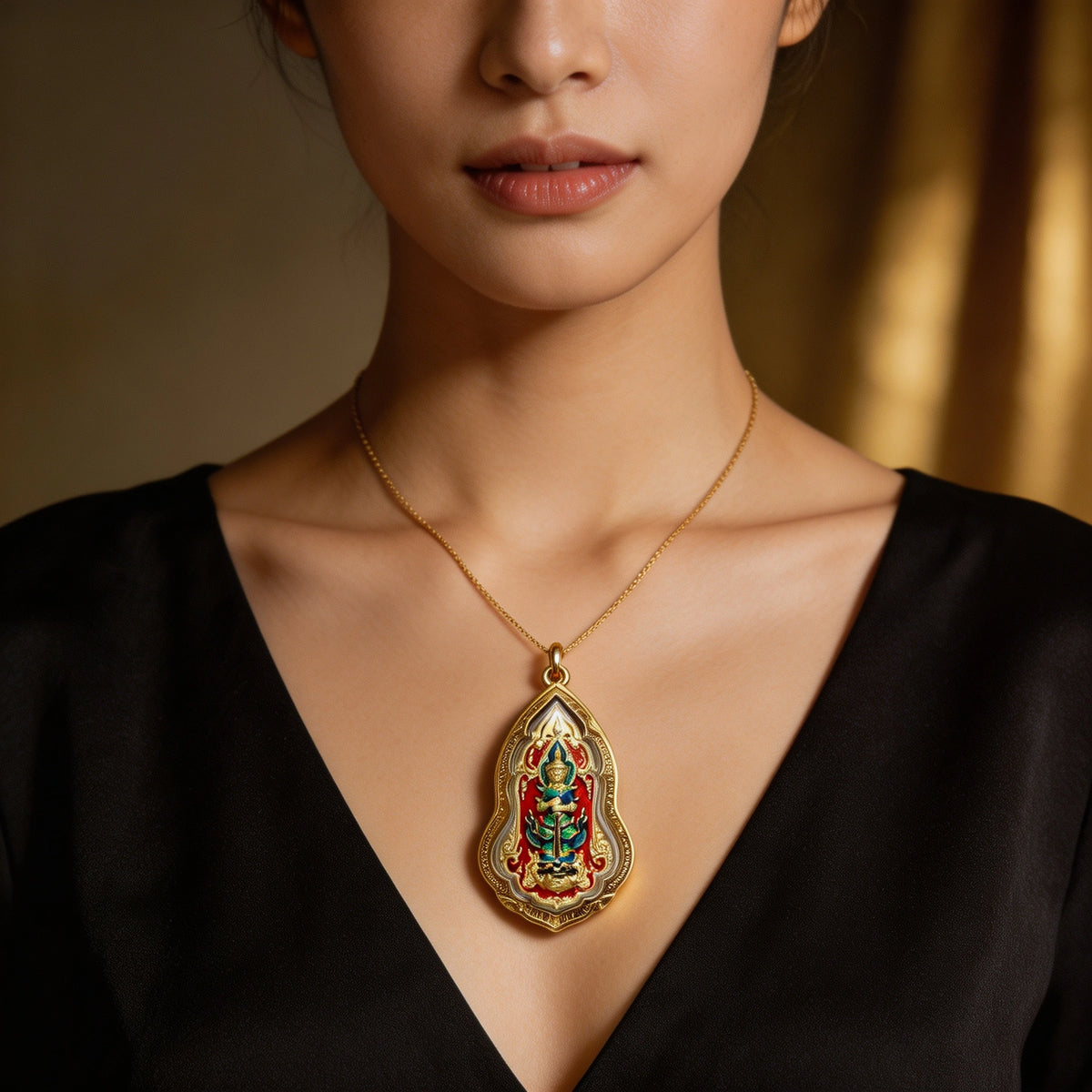 Thai Yaksha King Guardian Amulet (Red Edition), Thai Folk Pendant, Sacred Fortune-Wearing Talisman