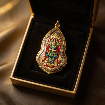 Thai Yaksha King Guardian Amulet (Red Edition), Thai Folk Pendant, Sacred Fortune-Wearing Talisman