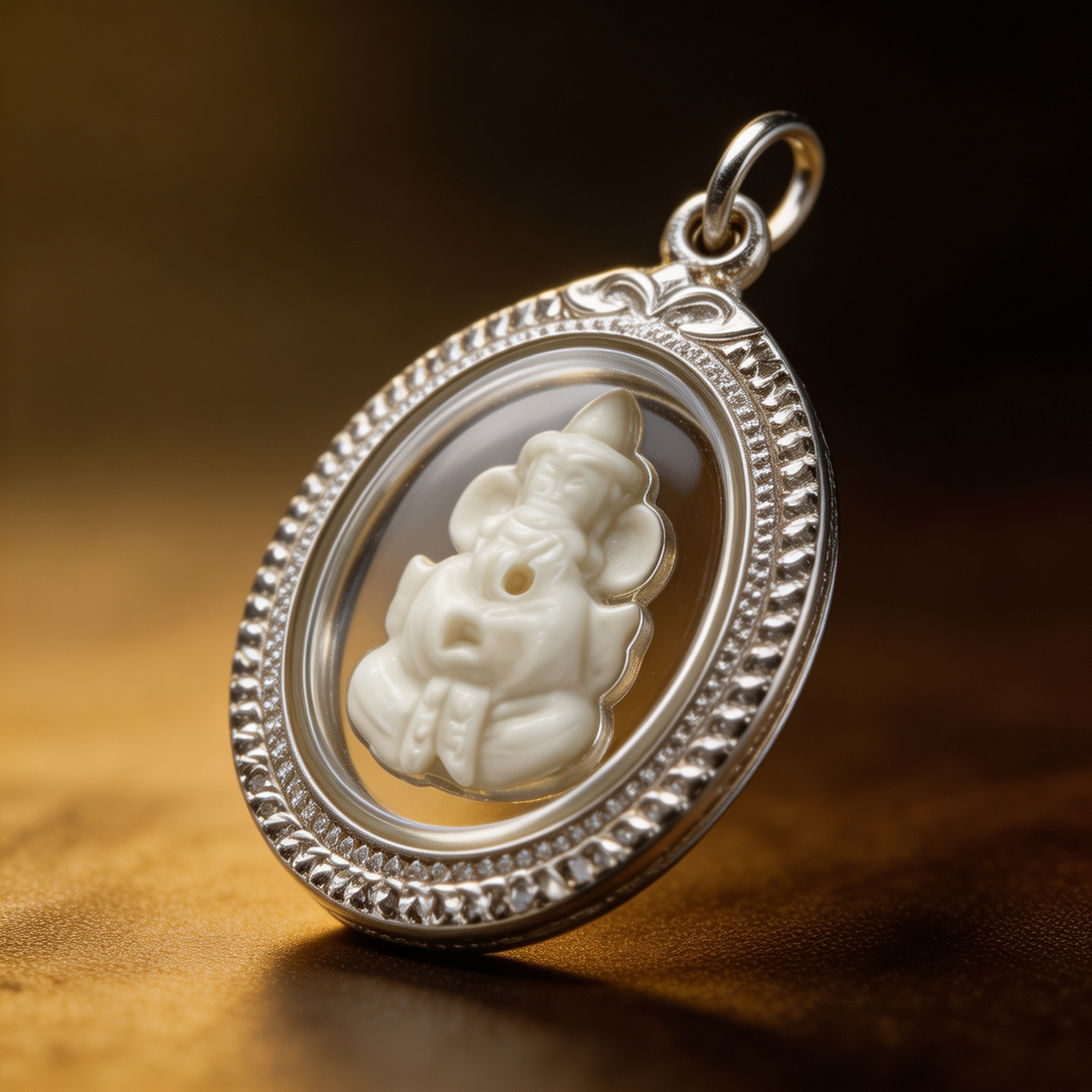 Amulette thaïlandaise de Ganesh (édition en ivoire), pendentif folklorique thaïlandais, talisman sacré porte-bonheur