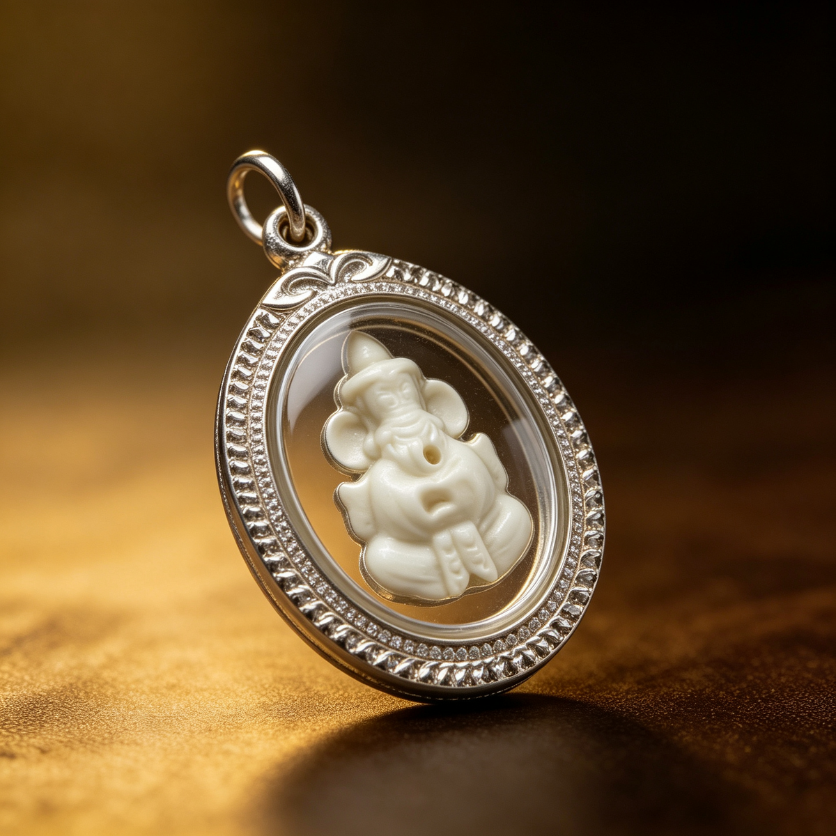 Amulette thaïlandaise de Ganesh (édition en ivoire), pendentif folklorique thaïlandais, talisman sacré porte-bonheur