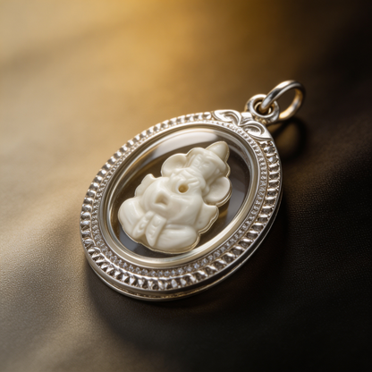 Amulette thaïlandaise de Ganesh (édition en ivoire), pendentif folklorique thaïlandais, talisman sacré porte-bonheur