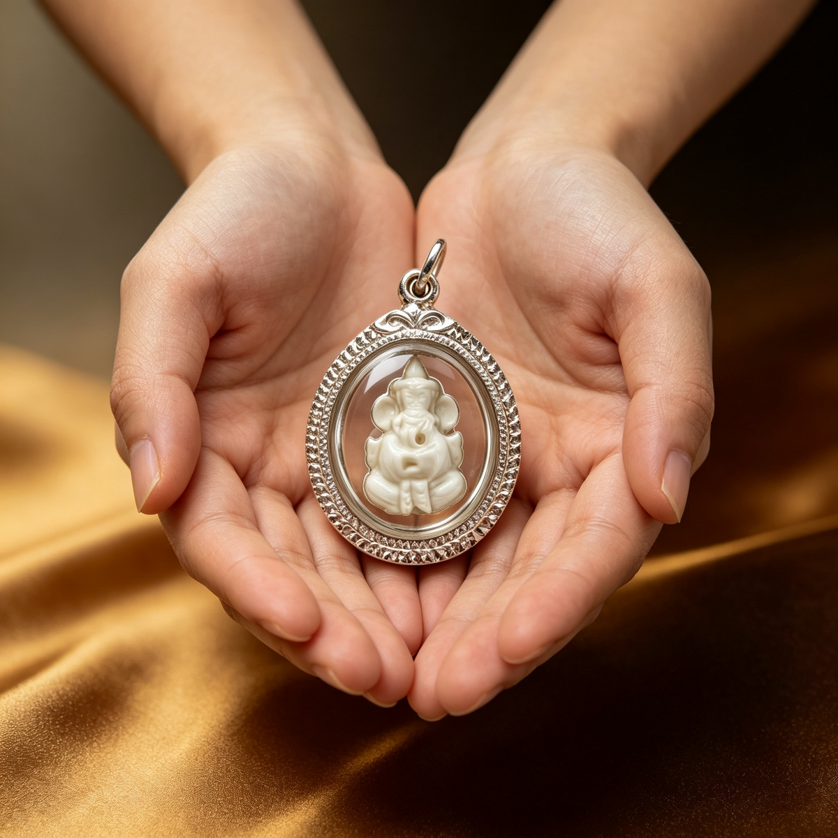 Amulette thaïlandaise de Ganesh (édition en ivoire), pendentif folklorique thaïlandais, talisman sacré porte-bonheur