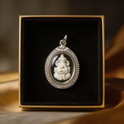 Amulette thaïlandaise de Ganesh (édition en ivoire), pendentif folklorique thaïlandais, talisman sacré porte-bonheur