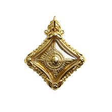 Thai Phra Phrom Four-Faced Buddha Amulet (Gold Mini), Thai Folk Pendant, Sacred Fortune-Wearing Talisman