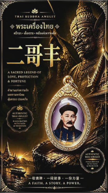 泰国二哥丰佛牌（金框彩绘），泰国招财挂坠，保佑平安的幸运护身符