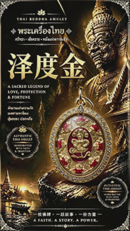 Amuleto tailandés Jatukham Rammathep (Edición de oro rojo), colgante folclórico tailandés, talismán sagrado de la fortuna