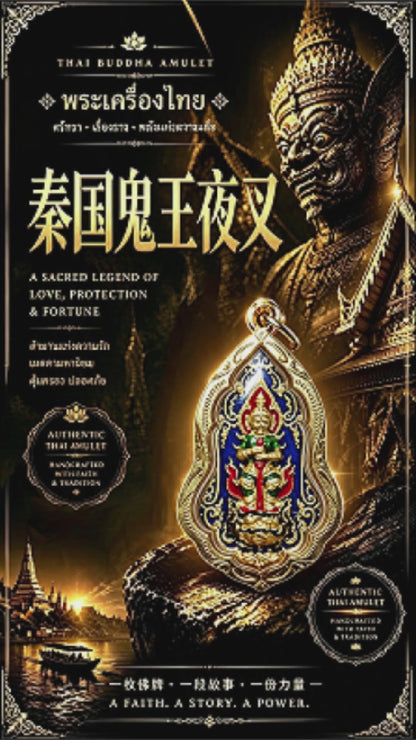 泰国夜叉王守护神护身符（蓝色版），泰国传统吊坠，辟邪招财圣物