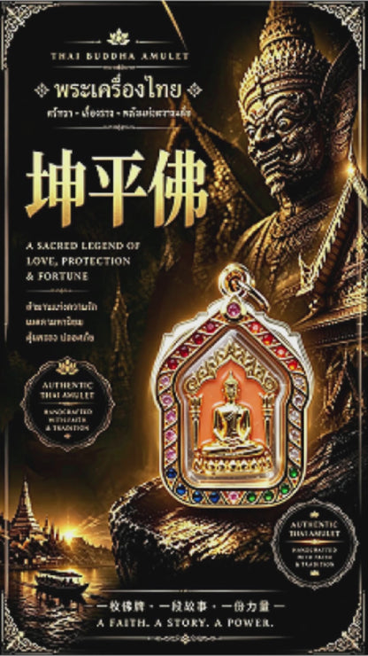 พระขุนแผน (กรอบทอง องค์สีส้ม) เครื่องรางนำโชคและวัตถุมงคลศักดิ์สิทธิ์ตามความเชื่อไทย