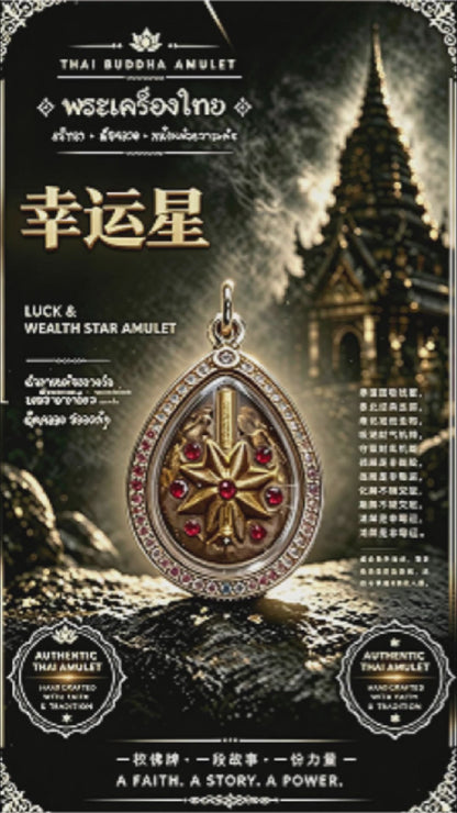 Thailändisches Glücksstern-Amulett, thailändischer Volksanhänger, heiliger Talisman für den Wohlstand